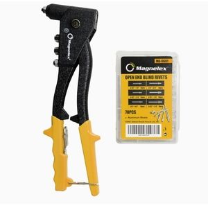 Magnelex Pop Rivet Gun with 70-Piece Rivet Set andNozzle Wrench. NEE